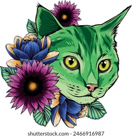 hand draw of cat head vector illustration design