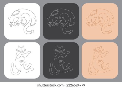 Dibujar mano vector de dibujo de línea de gato. gato de línea continua. vector de dibujo de línea kitten. ilustración de doodle. Ilustración de dibujos de mascotas. ilustración vectorial mínima de línea. en blanco y negro. s lineal
