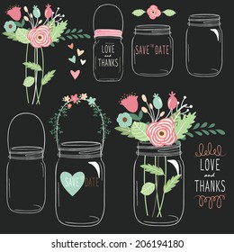 Hand Draw Chalkboard Wedding Flower Jar