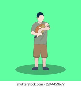 Hand Draw Character Man and Baby Illustration