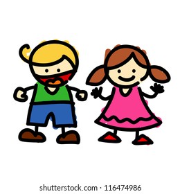 Hand draw charactor cartoon. Vector