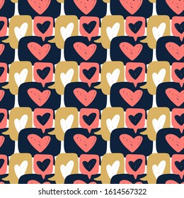 Hand draw Chat dialog speech clouds Cute Seamless pattern. Vector illustration Abstract comments and message talk on white background