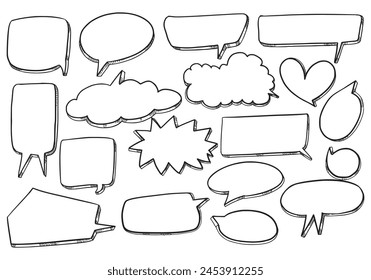 	Hand draw chat sketch set design vector