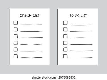 Lista de comprobación de dibujo a mano, lista de tareas pendientes, marca de verificación del portapapeles del doodle, ilustración del vector