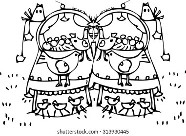 hand draw of chicken design