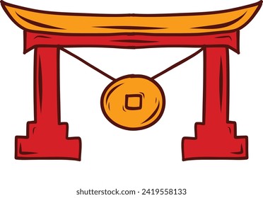 Hand Draw Chinese New year Gong Lunar illustration