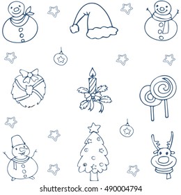 Hand draw christmas collection doodle vector illustration