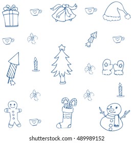Hand draw christmas doodle set vector art illustration