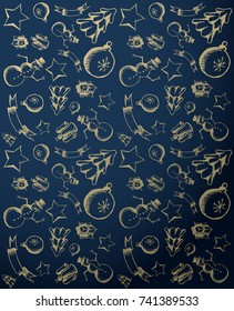 Hand draw Christmas icons seamless pattern.