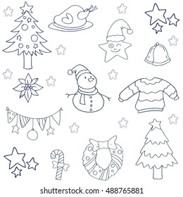 Hand draw christmas object of doodles vector art