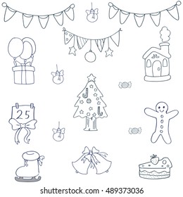 Hand draw christmas object of doodles vector art