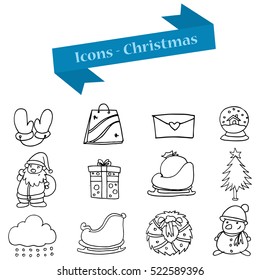 Hand draw of Christmas object icons