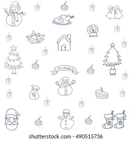 Hand draw christmas set backgrounds of doodle vector art