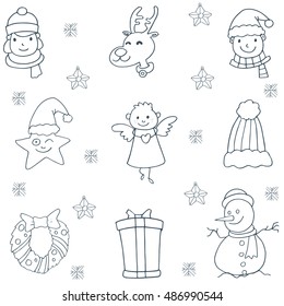 Hand draw christmas set doodles vector art