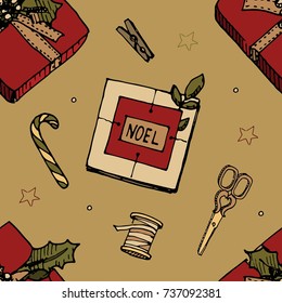 Hand draw christmas swamless pattern