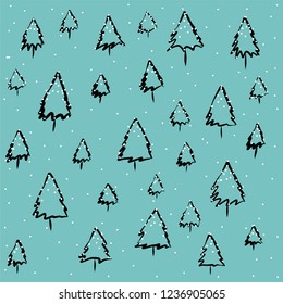 trazar mano árbol de Navidad y vectores de nieve