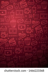Hand draw Cinema doodle background. Movie Time