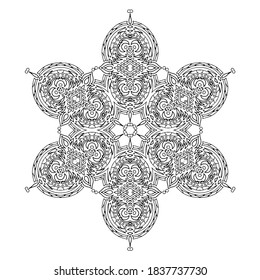 Hand draw circle mandala coloring page for adult. Black and white mandala poster. Relax and meditation. Enjoy!	