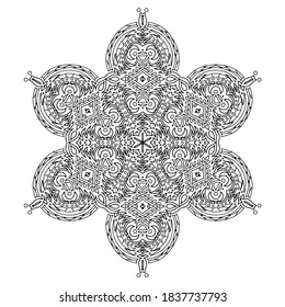 Hand draw circle mandala coloring page for adult. Black and white mandala poster. Relax and meditation. Enjoy!	