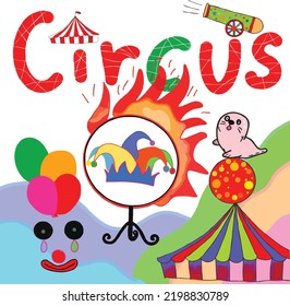 hand draw circus funny catoon for kid