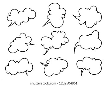 Hand draw cloud collection. Flat style vector illustration.