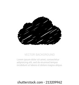 Hand draw cloud vector icon. Modern design. Place for text. 