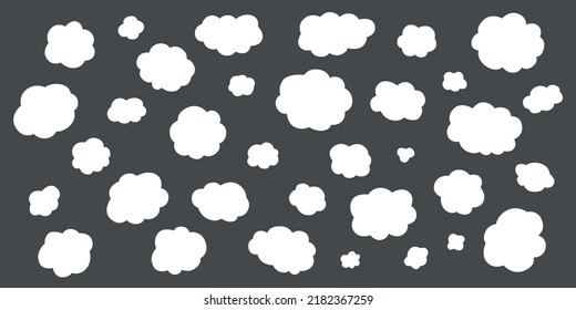 Hand draw clouds set. Vector stock doodle illustration isolated on black chalkboard background. EPS10