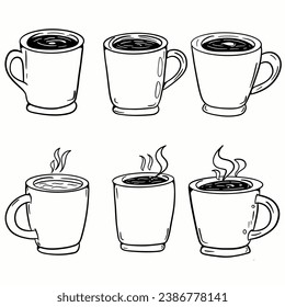 Hand Draw of coffee cup doodle sketch