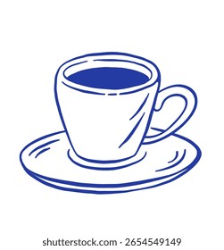 Hand draw coffee cup  vector illustration. Hot drink, espresso in sketch doodle style