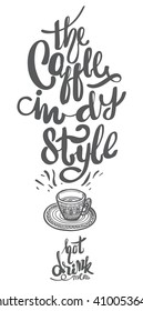 Hand draw the coffee Indy style lettering card and template.
