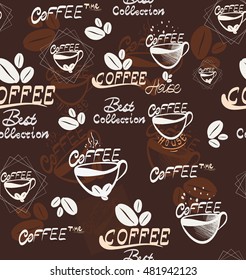 Hand Draw coffee seamless pattern, vector Illustration for your application , project