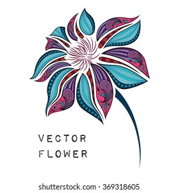 Hand draw colored abstract flower. African / indian / floral / tattoo design. It may be used for design of a t-shirt, bag, postcard and poster.
