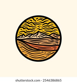 Hand Draw Colorful Mountain Vector illustration Design