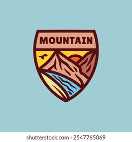 Dibujar a mano colorido diseño de Ilustración vectorial de montaña