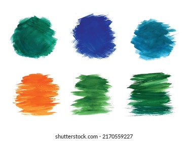 Hand Draw Colorful Watercolor Splash And Stoke Set Design