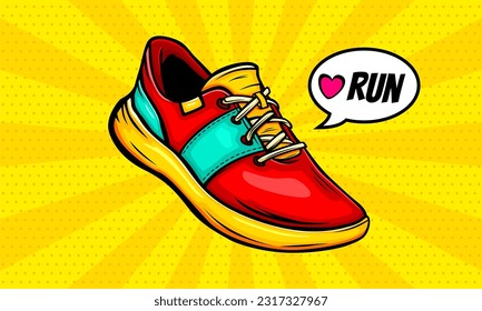 Hand draw comic shoes cartoon pop art design