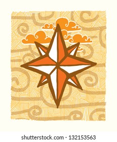 Hand Draw Compass Star