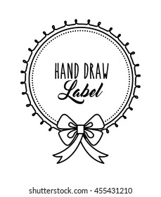 Hand draw concept represented by label and decoration bowtie icon. Isolated and flat illustration. 