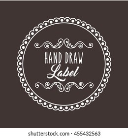 Hand draw concept represented by label and decoration icon. Flat illustration and black background. 