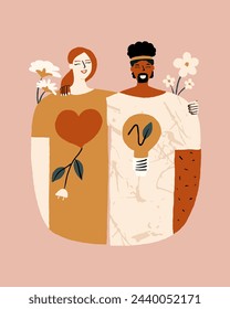 Dibuja a mano ilustraciones conceptuales ESG con caracteres. Vector vivo sostenible.  