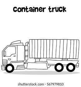 Hand draw of container truck vector art