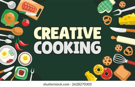 hand draw cooking ware utensil background template