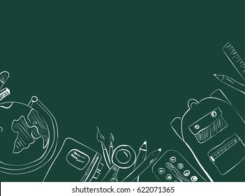 Hand draw copy space green school board