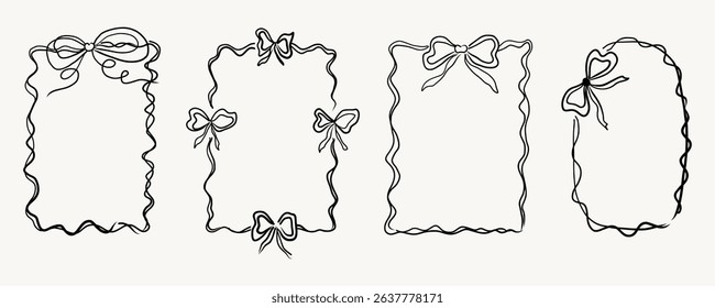 Hand draw Coquette frames collection.
