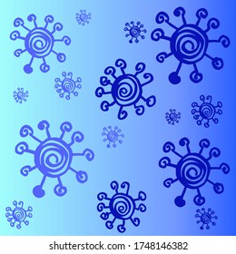 Hand draw Coronavirus Bacteria Cell Icon, 2019-nCoV, Covid-2019, Covid-19 Coronavirus Bacteria