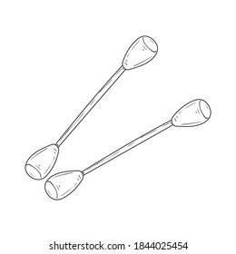 Hand draw cotton buds. Outline vector stock illustration in doodle style isolated on white background. Toiletries sketch icon illustration for mobile, web, print, infographics ets.