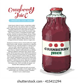 Hand draw of cranberry juice. Vector illustration.