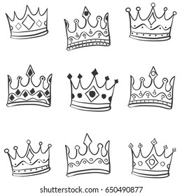Hand draw crown style of doodles