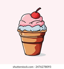 Hand draw cup Ice Cream vector Illustration