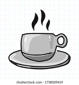 hand draw cup with steam 